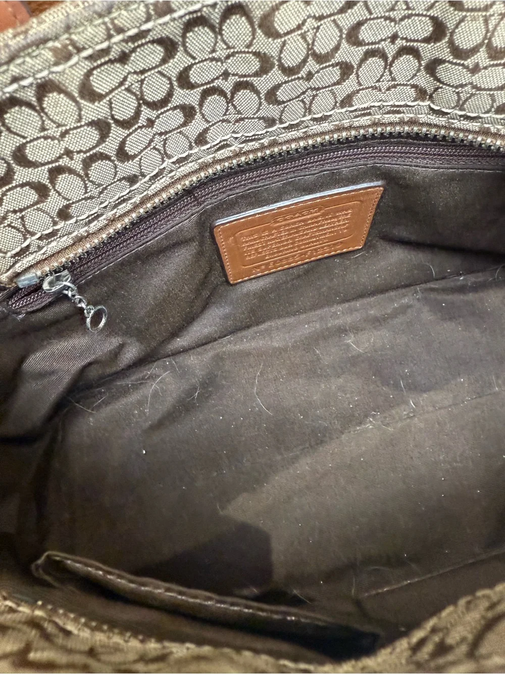 Coach SoHo Mini C Brown Signature Canvas Small Tote with Leather Trim
